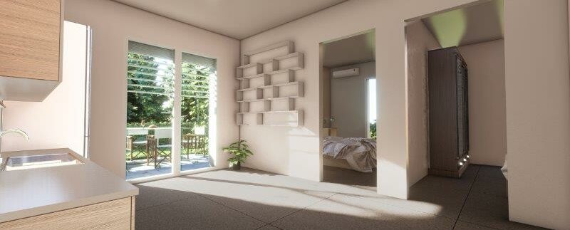 piano terra trilocale con 2 camere