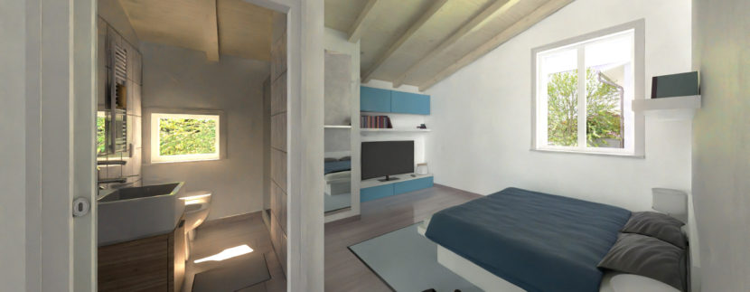 villa ciliegio - lotto 15 - vista interna camera da letto - bagno